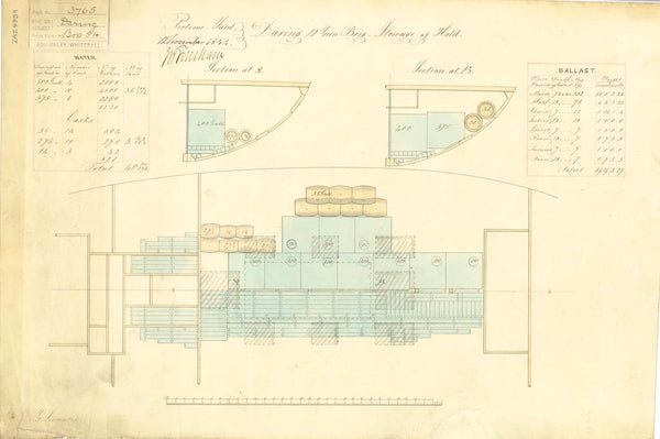 Hold plan for HMS 'Daring' (1844)