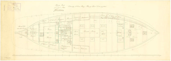 Lower deck plan for HMS 'Daring' (1844)