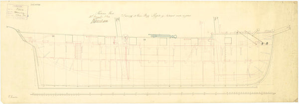 Inboard profile plan for HMS 'Daring' (1844)