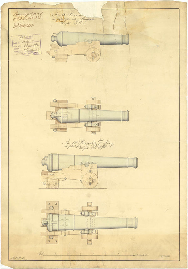 Gun plan for HMS 'Bonetta' (1836)