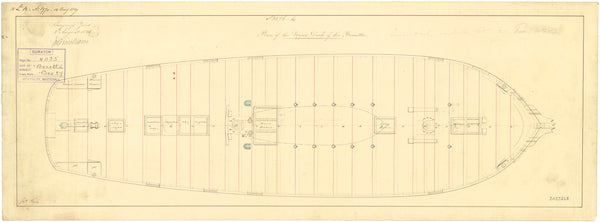 Upper deck plan for HMS 'Bonetta' (1836)