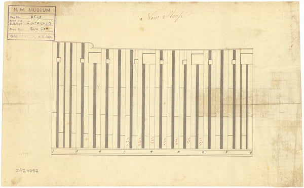 Plan of frame at midship of Kingfisher (1770)