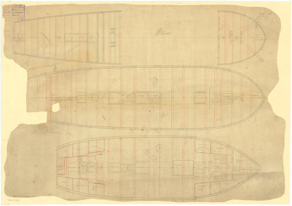 Deck plan of 'Kingfisher' (1770)