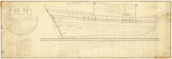 Lines and profile plan of 'Badger' (1777)