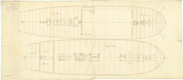 Upper deck plan for HMS 'Albacore' (1793)