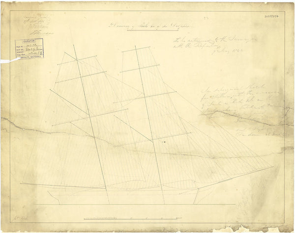 Sail plan for 'Dolphin' (1836)