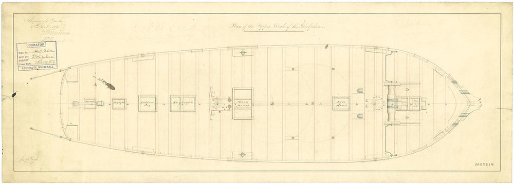 Upper deck plan for 'Dolphin' (1836)