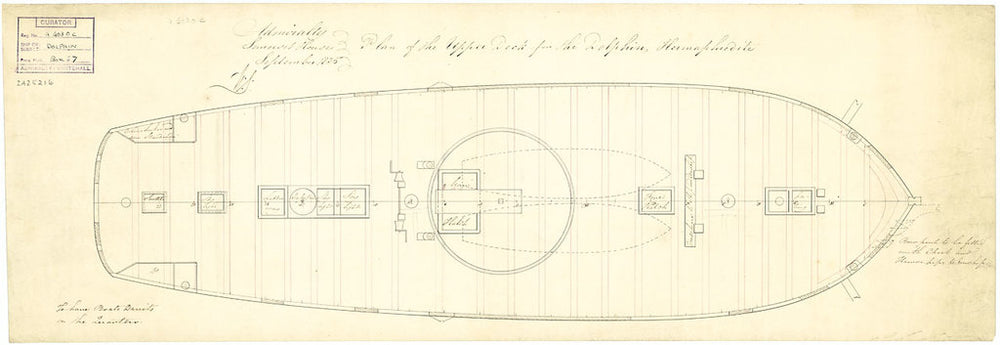 Upper deck plan for 'Dolphin' (1836)