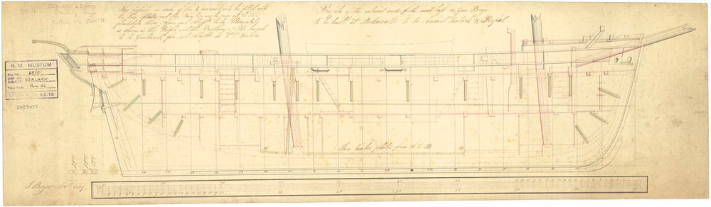Inboard profile plan of Rapid (1840) and Sealark (1843)