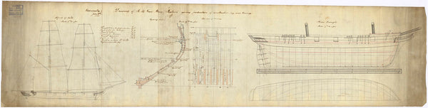 Lines plan for Sealark (1843)