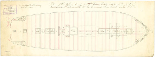 Upper deck plan for Rapid (1840) and Sealark (1843)