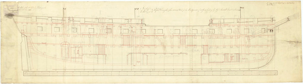 Inboard profile plan of the ship 'Endymion'