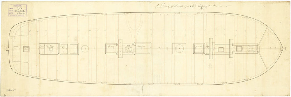 Lower deck plan for Chichester (1785)