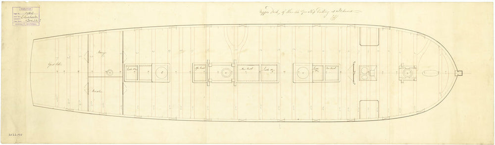 Upper deck plan for Chichester (1785)