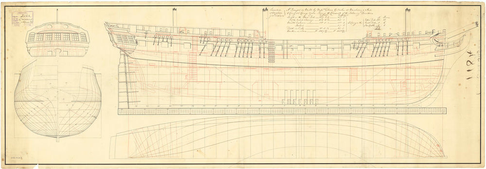 Lines and profile plan for the vessel  Crescent (1784)