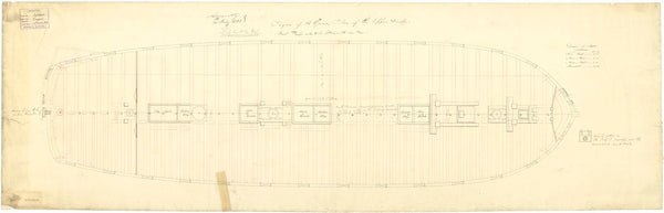 Upper deck plan of 'Pique' (1834)