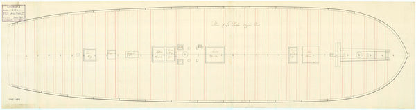 Upper deck plan for HMS 'Amethyst' (1793)