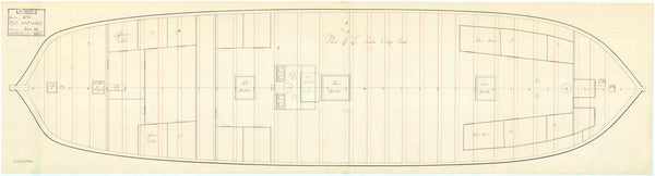 Deck, orlop plan for HMS 'Amethyst' (1793)