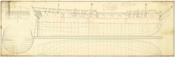 Lines & profile plan for HMS 'Amethyst' (1793)