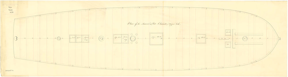 Upper deck plan for 'Aurora' (1814)