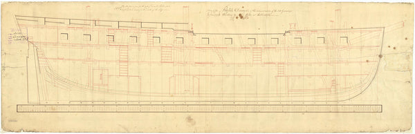 Inboard profile plan for HMS 'Amazon' (1795)