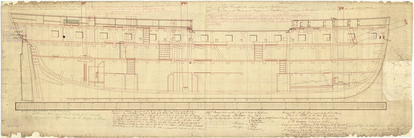 Inboard profile plan for the 13 ships listed in the description