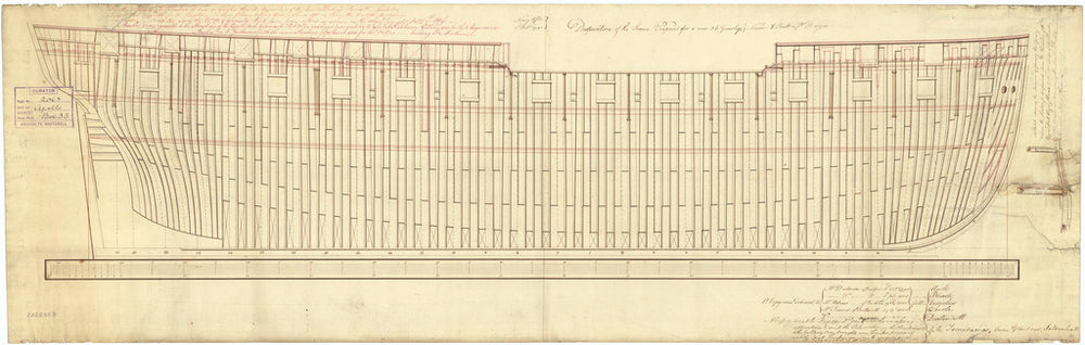 Plan of the frames for the 13 ships listed in the description
