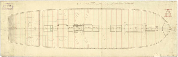 Upper deck plan for HMS 'Apoollo' (1799)