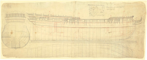 Lines & Profile plans of the 'Brilliant' (1757)