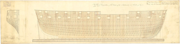 Frame plan for HMS 'Ambuscade', reanamed 'Amphion' (1846), and 'Castor' (1832)