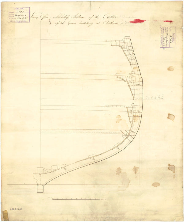 Mmidship section plan for HMS 'Amphion' (1846) and 'Castor' (1832)