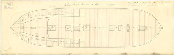 Lower deck plan for HMS 'Amphion' (1846) and 'Castor' (1832)