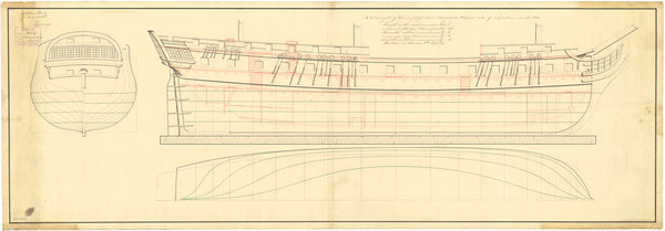 Lines & profile plan for HMS 'Alexandria', 36 guns