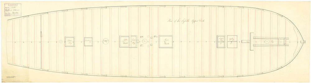 Upper deck plan for Sybille (captured 1794)