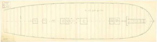 Upper deck plan for Sybille (captured 1794)