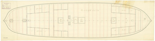 Lower deck plan for Sybille (captured 1794)