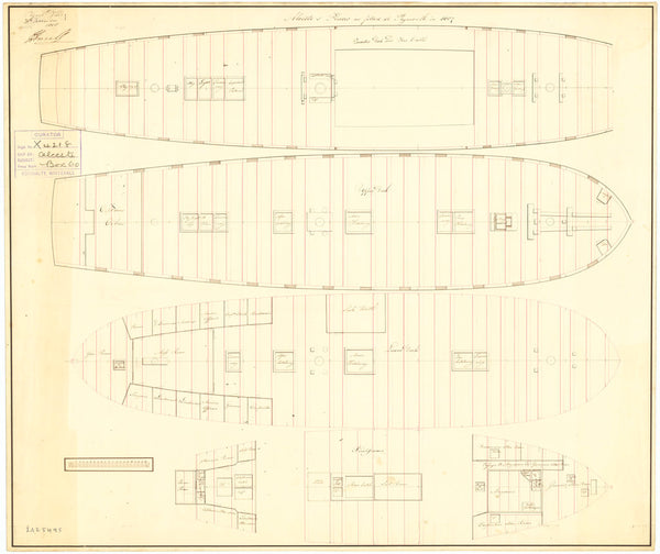 Deck plan for HMS 'Alceste' (1806)