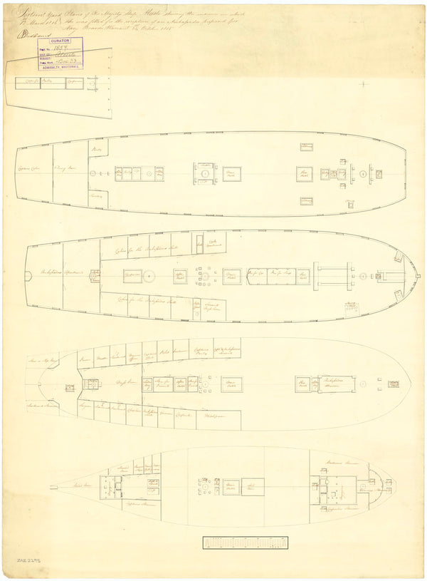 Deck plan for HMS 'Alceste' (1806)