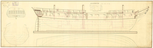 Lines & profile plan for HMS 'Alceste' (1806)