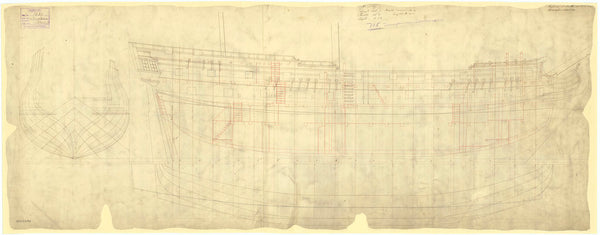 Lines and profile plan for Anglesea (1742)