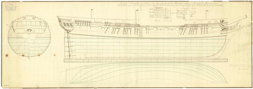 Lines plan for Inconstant (1783)