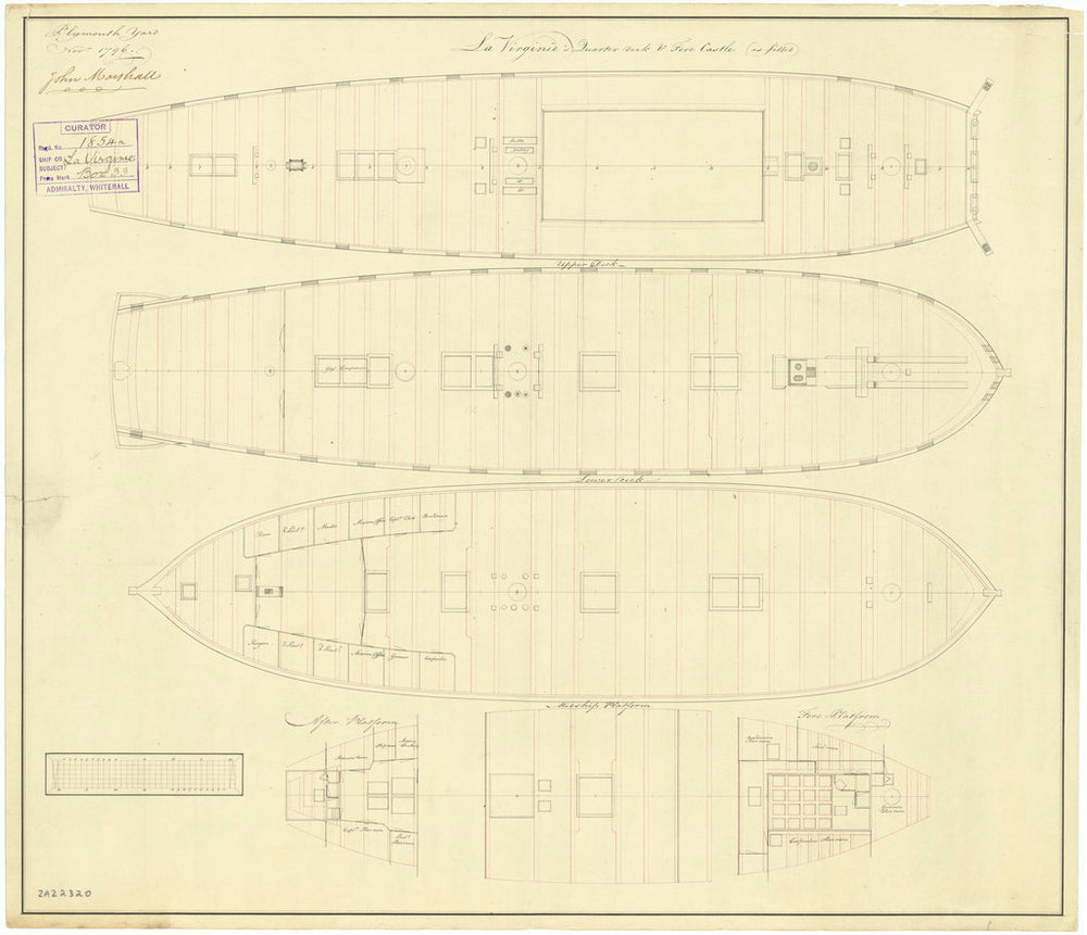 Deck plan for Virginie (fl. 1796)