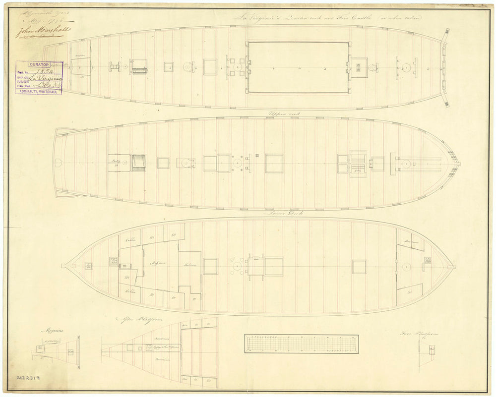 Deck plan for Virginie (fl. 1796)