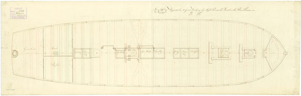 Ship plan of HMS 'Diana' (1794): upper deck