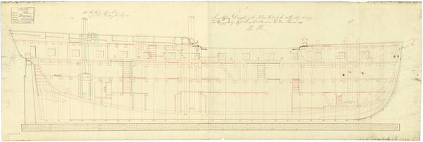 Inboard profile plan for 'Diana' (1794)
