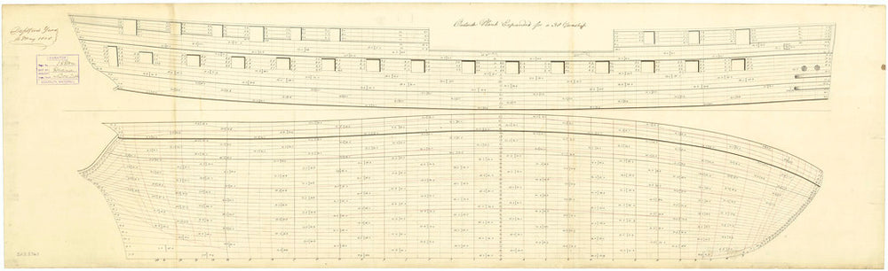 Ship plan of HMS 'Diana' (1794): expansion of outboard works