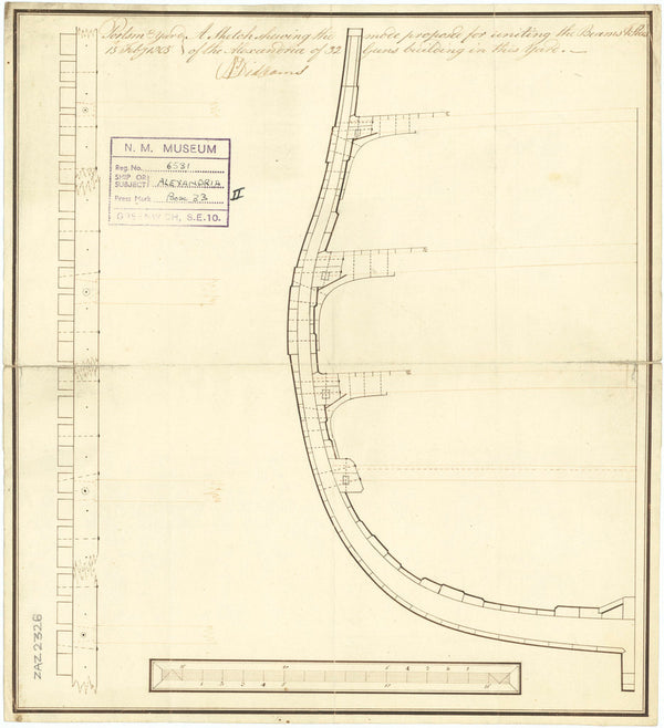 Beams plan for HMS 'Alexandria' (1806)