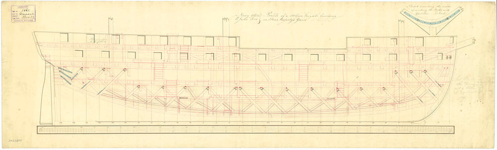 Inboard profile plan of 'Diamond' (Br, 1816)
