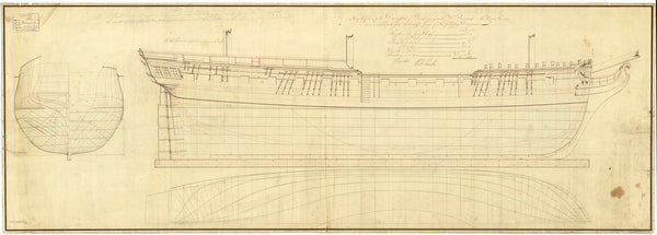 Lines plan of 'Diamond' (Br, 1816)