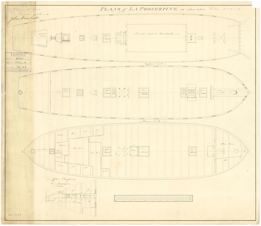 Deck plan of Proserpine (fl. 1796)